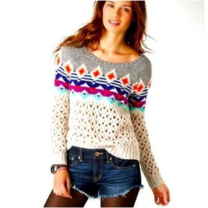 American Eagle Outfitters Wool Blend Retro Tribal Fair Isle Knit Sweater Small